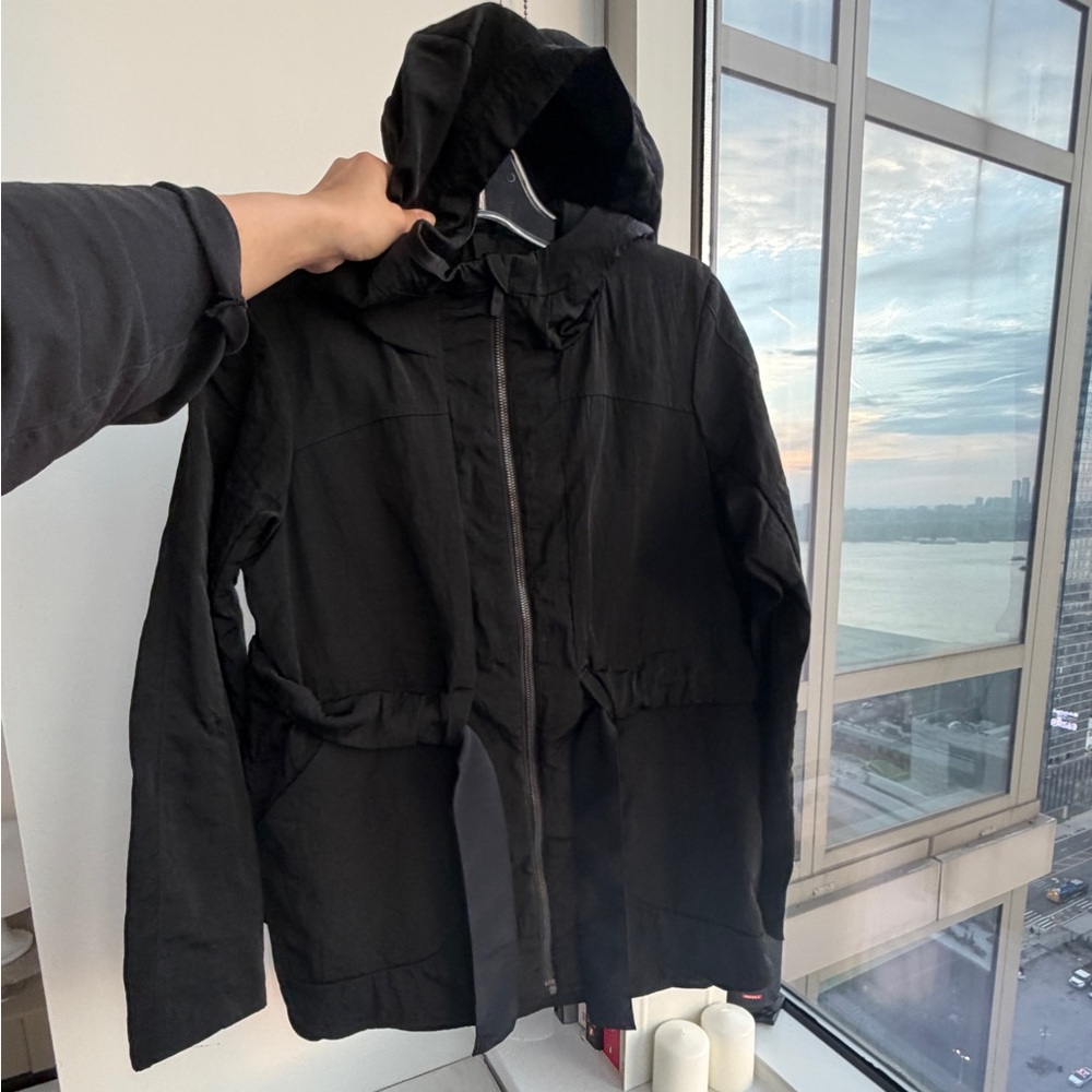 lululemon athletica Black Rain Utility Jacket with Hood and waist belt